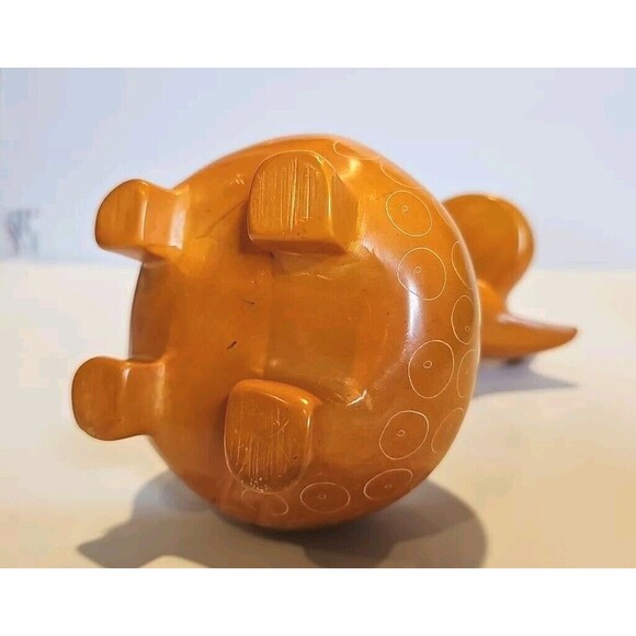 Hand Carved Afrikiko Soapstone Orange Giraffe Figurine Made in Kenya 7.5" Tall - Picture 7 of 7